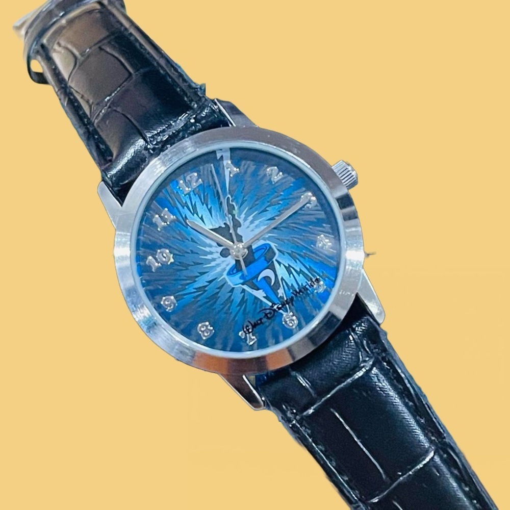Disney Watch Sorcerer Mickey Mouse Blue Round Dial Black Disney Parks Limited